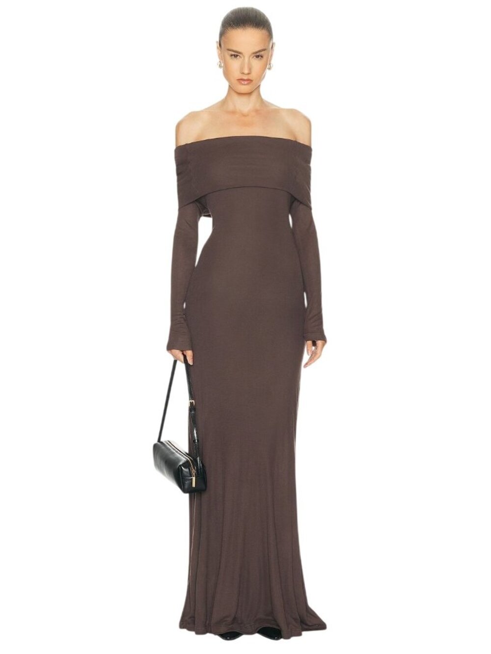 By Malene Birger Jytte Off The Shoulder Dress in Brown XSmall Womens Maxi Gown M